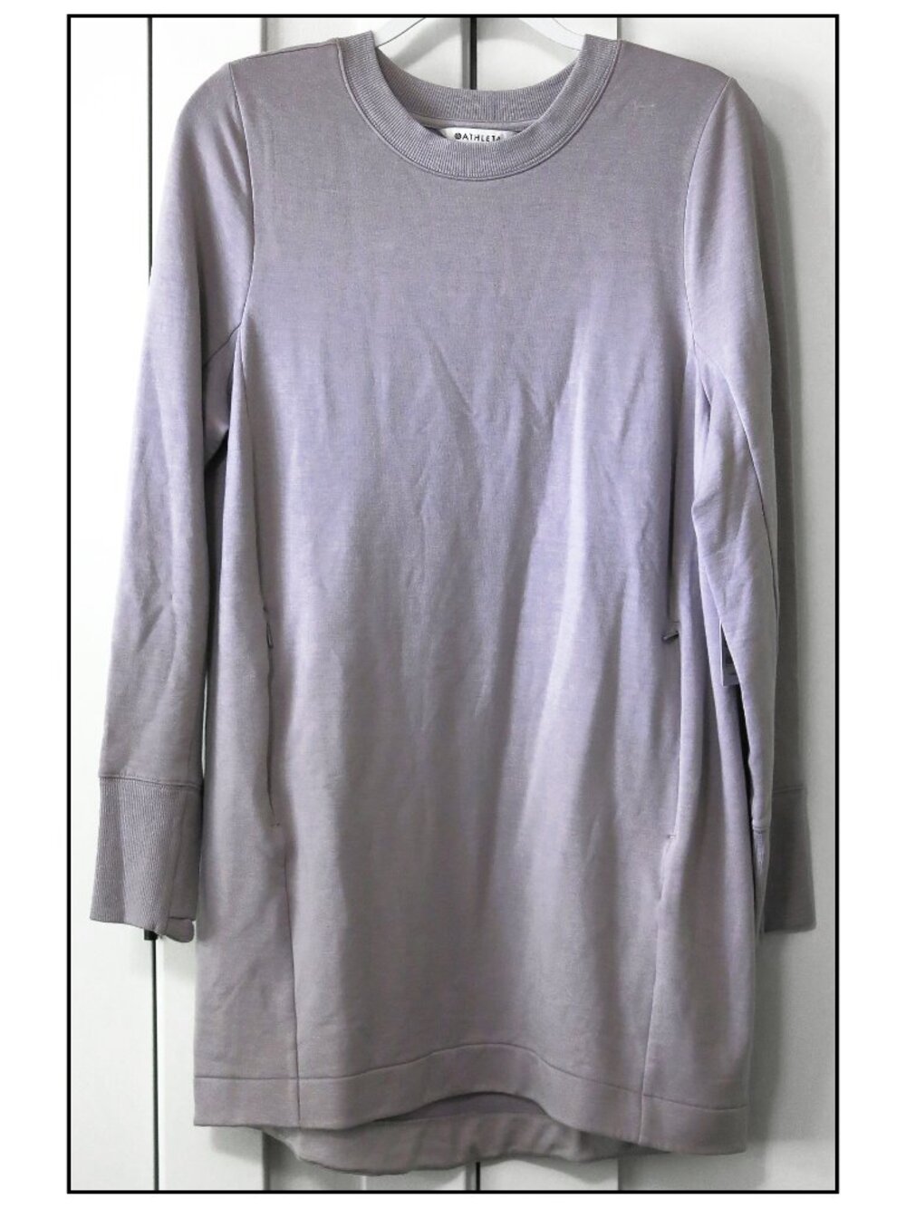 NWT $89 ATHLETA Coaster Luxe Sweatshirt Dress Starlily Violet - PL